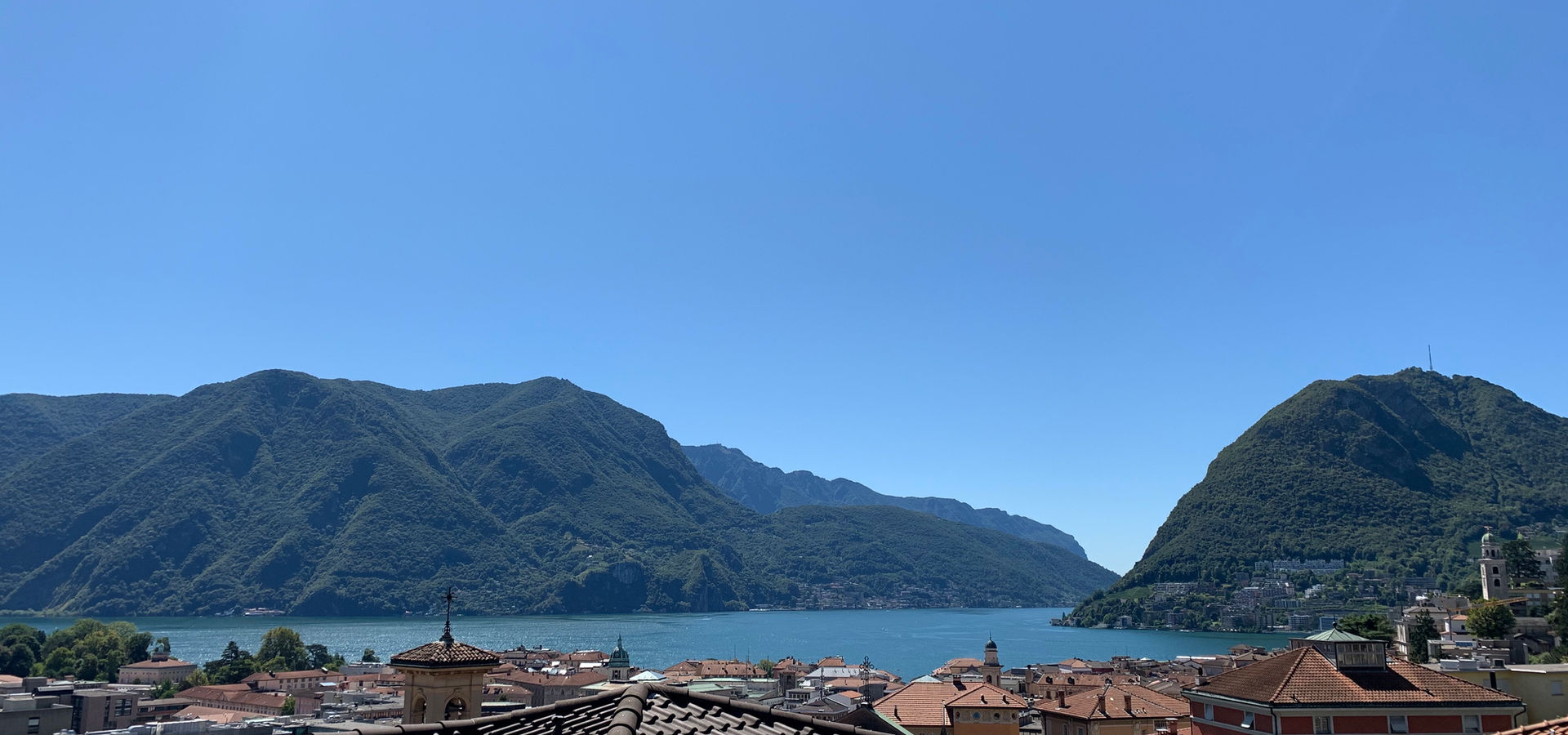 Lugano rooftops at golden hour