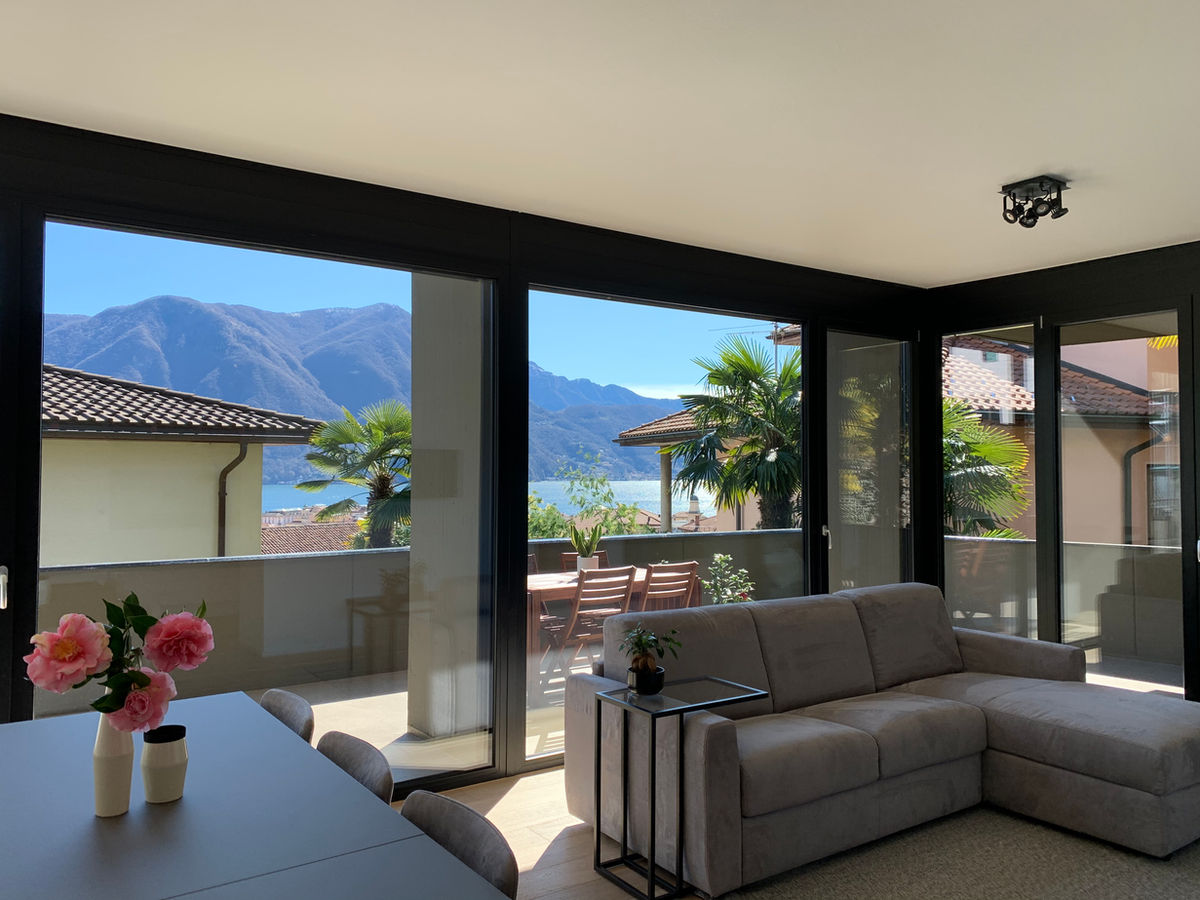 Luxury Lugano apartment interior with lake view